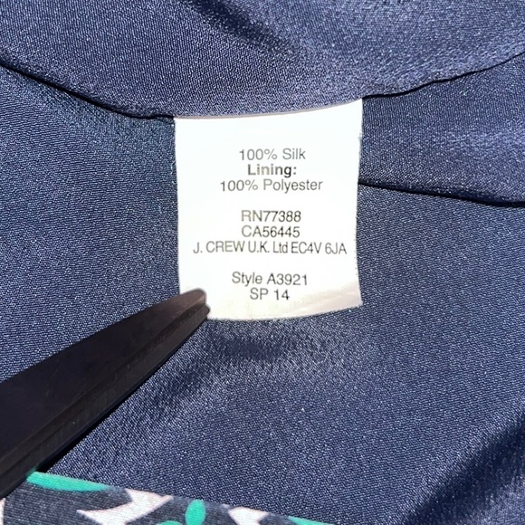 J. Crew Dress Sz 4 Navy Green Medallion Short Sleeve Shift Swoop Neck Lined - Picture 13 of 15